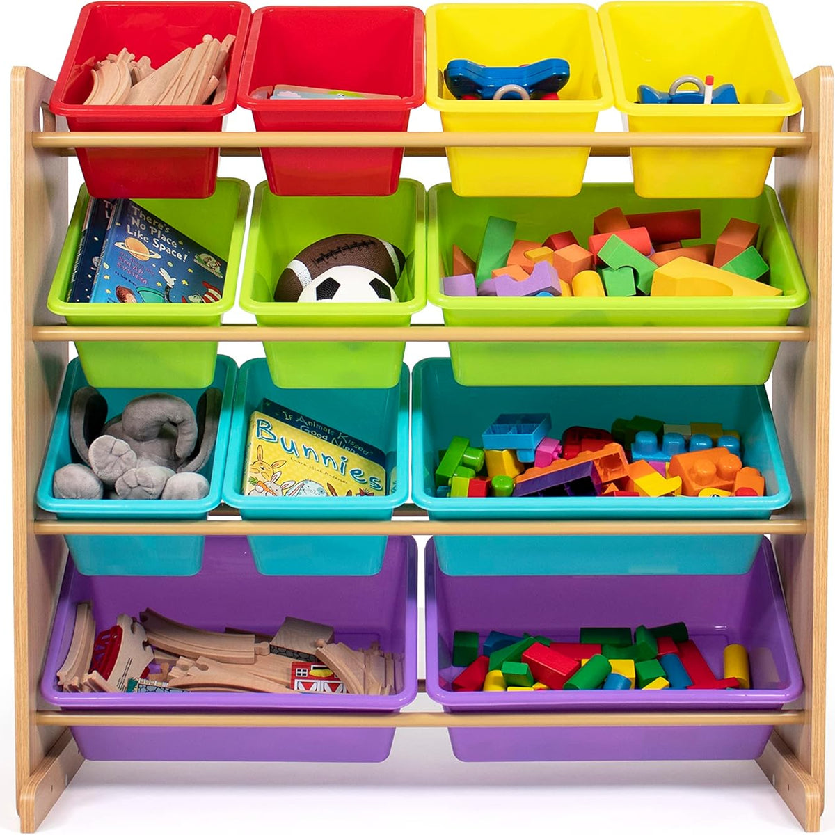 Organizer Per Giocattoli Humble Crew - 12 Contenitori, Legno E Plastica Colorata - Foto 10