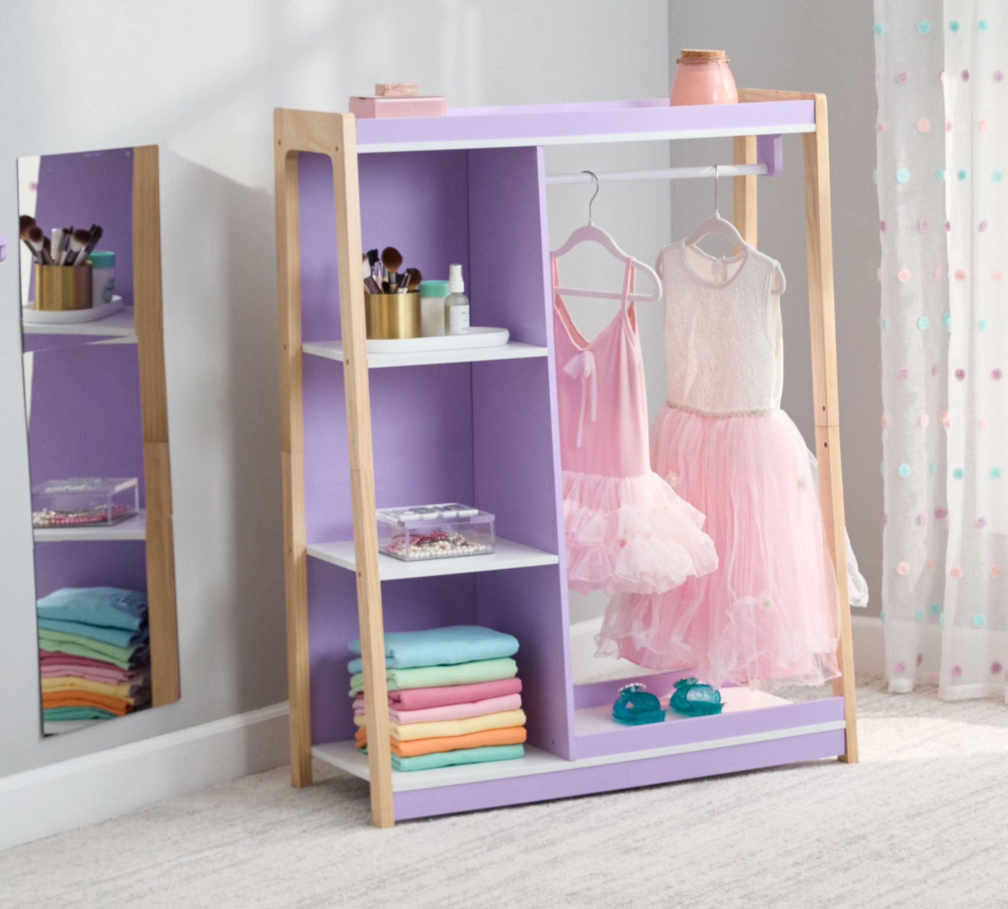 Humble Crew Toddler Dress-Up Closet with Mirror – Pretend Play Storage for Costumes and Accessories