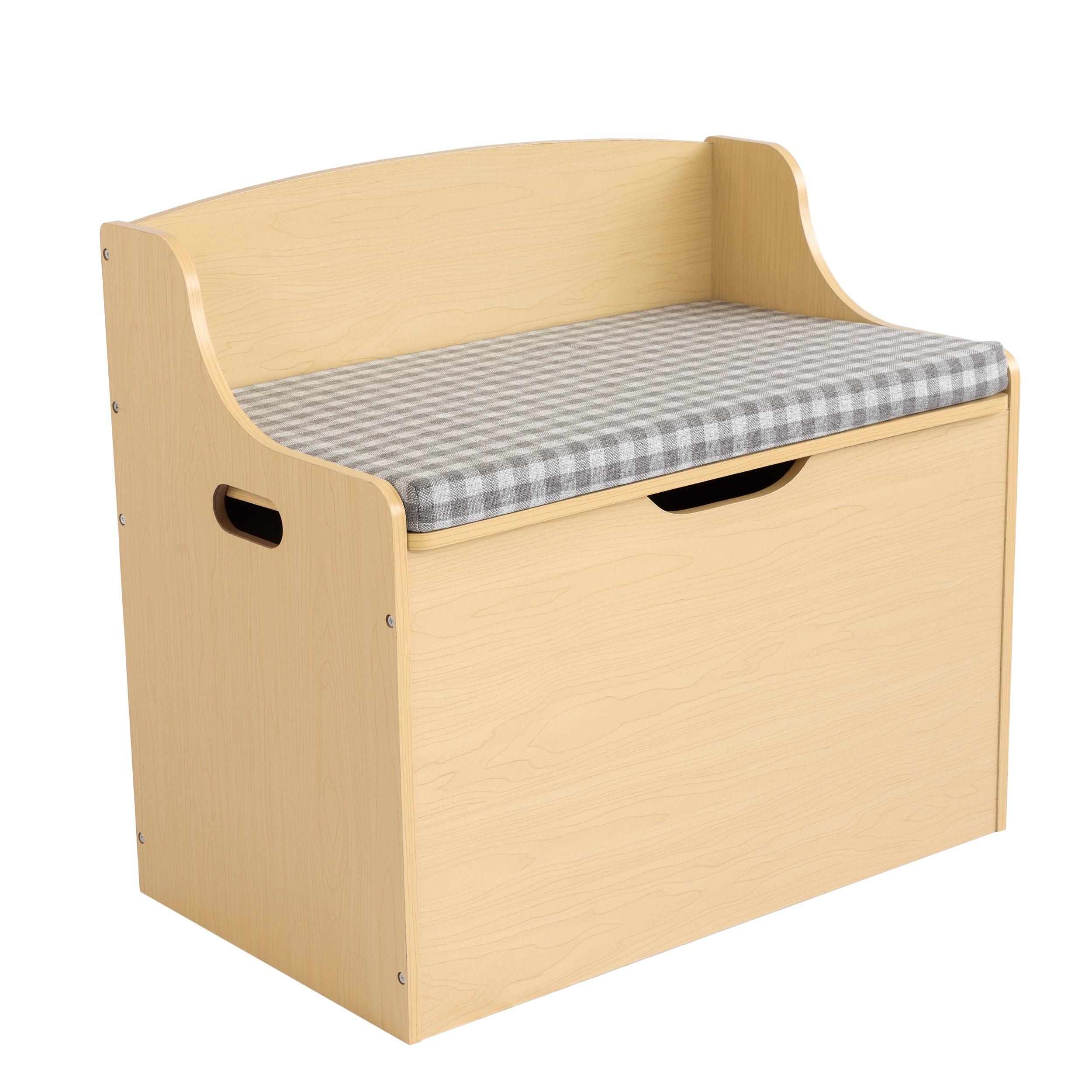 Humble Crew Jaime Hinged Toy Storage Chest with Removable Cushion, Natural/Grey
