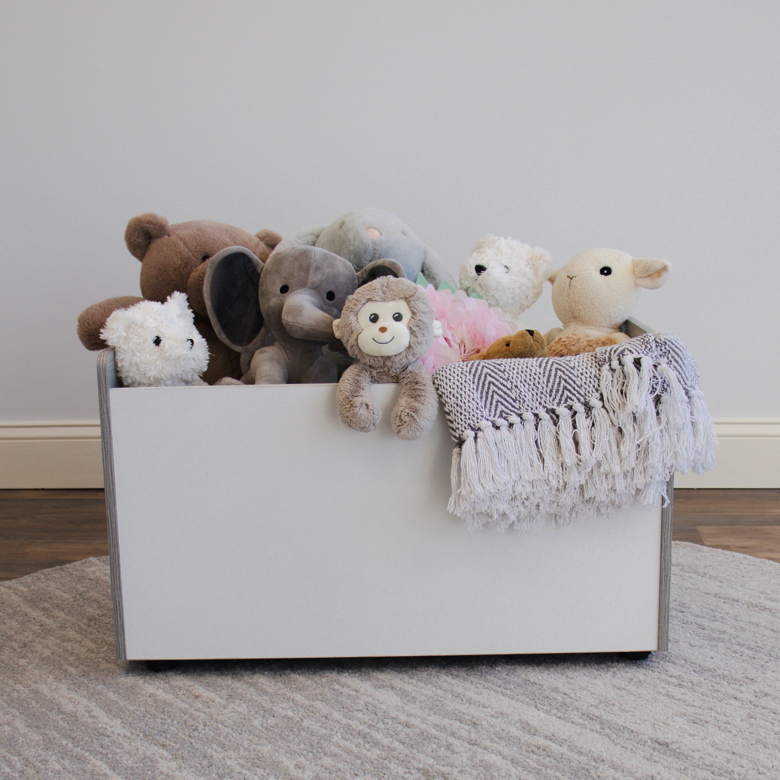 Humble Crew Slate Toy Storage Chest, Grey Wood Grain/White
