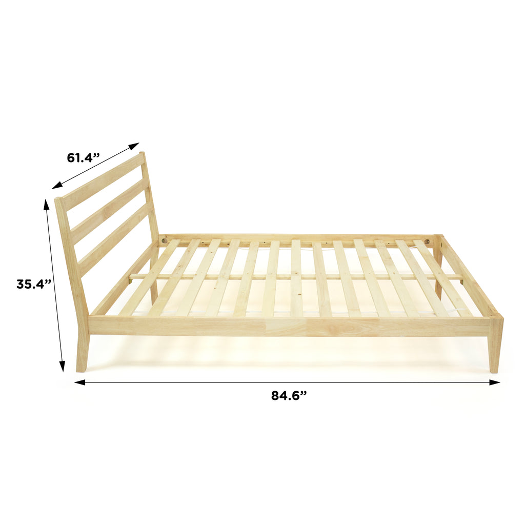 Walker Queen Size Wood Slat Low Profile Platform Bed, Light Wood