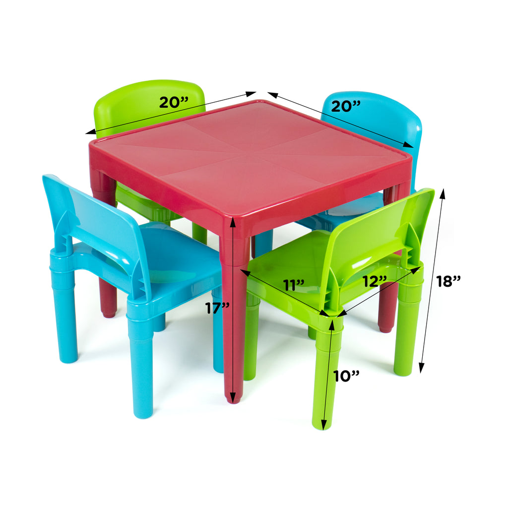 Lightweight Kids Plastic Table and 4 Chair Set