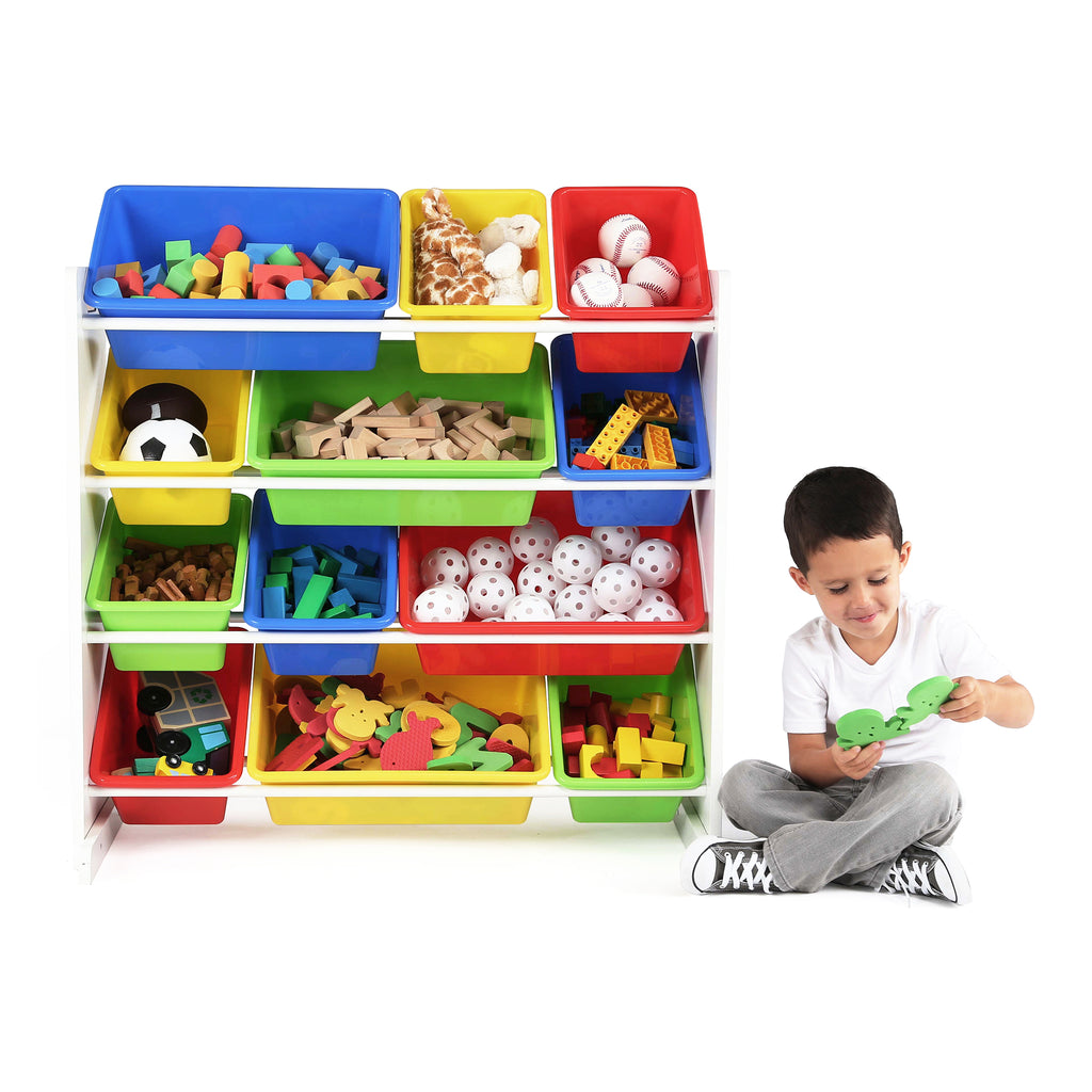Sumatra Kids' Toy Storage Organizer with 12 Storage Bins Espresso/Gray -  Humble Crew
