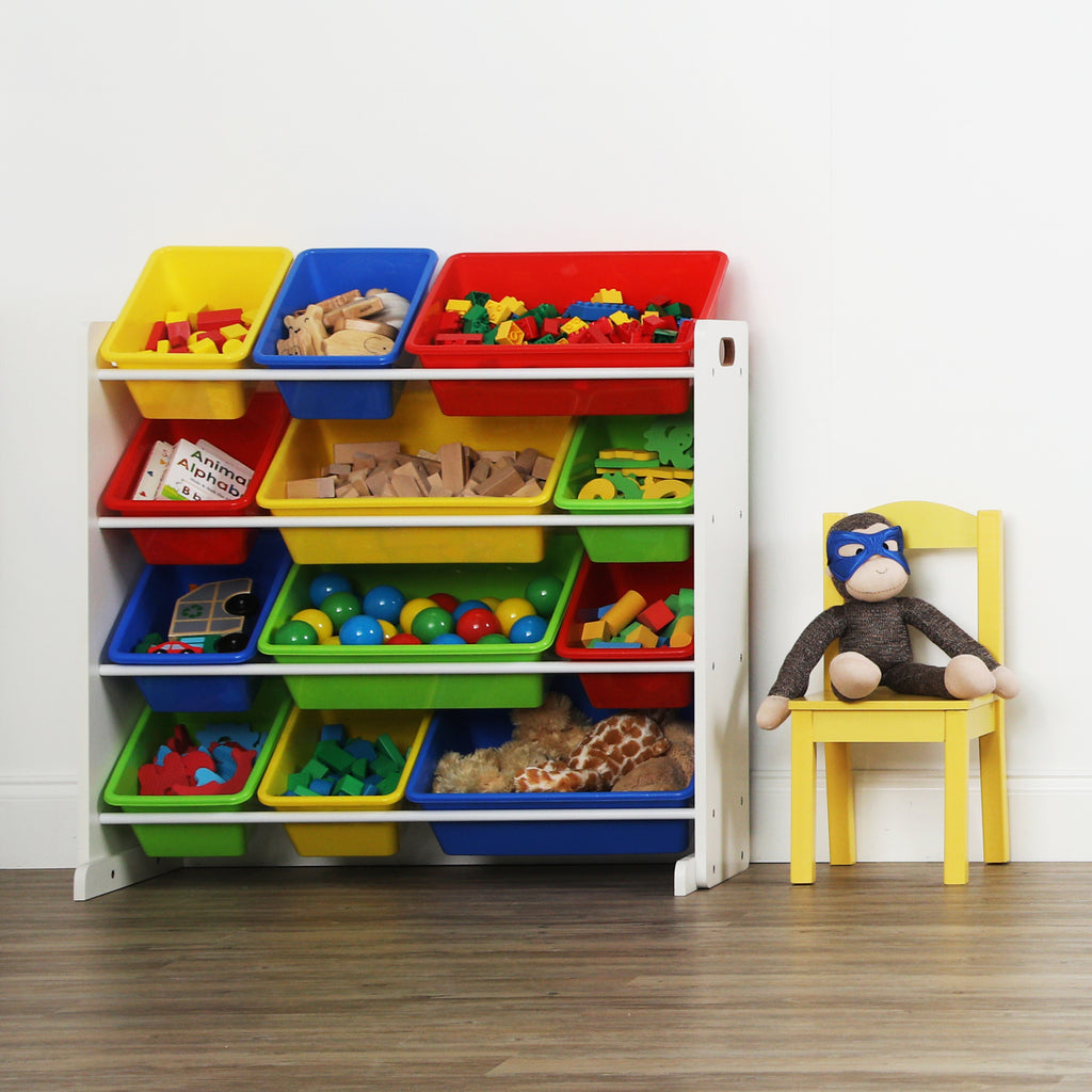 Sumatra Kids' Toy Storage Organizer with 12 Storage Bins Espresso/Gray -  Humble Crew