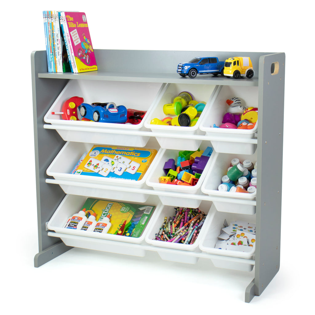 Humble Crew Extra-Large Kid&s Toy Organizer, 20 Storage Bins, Universal, Grey/White
