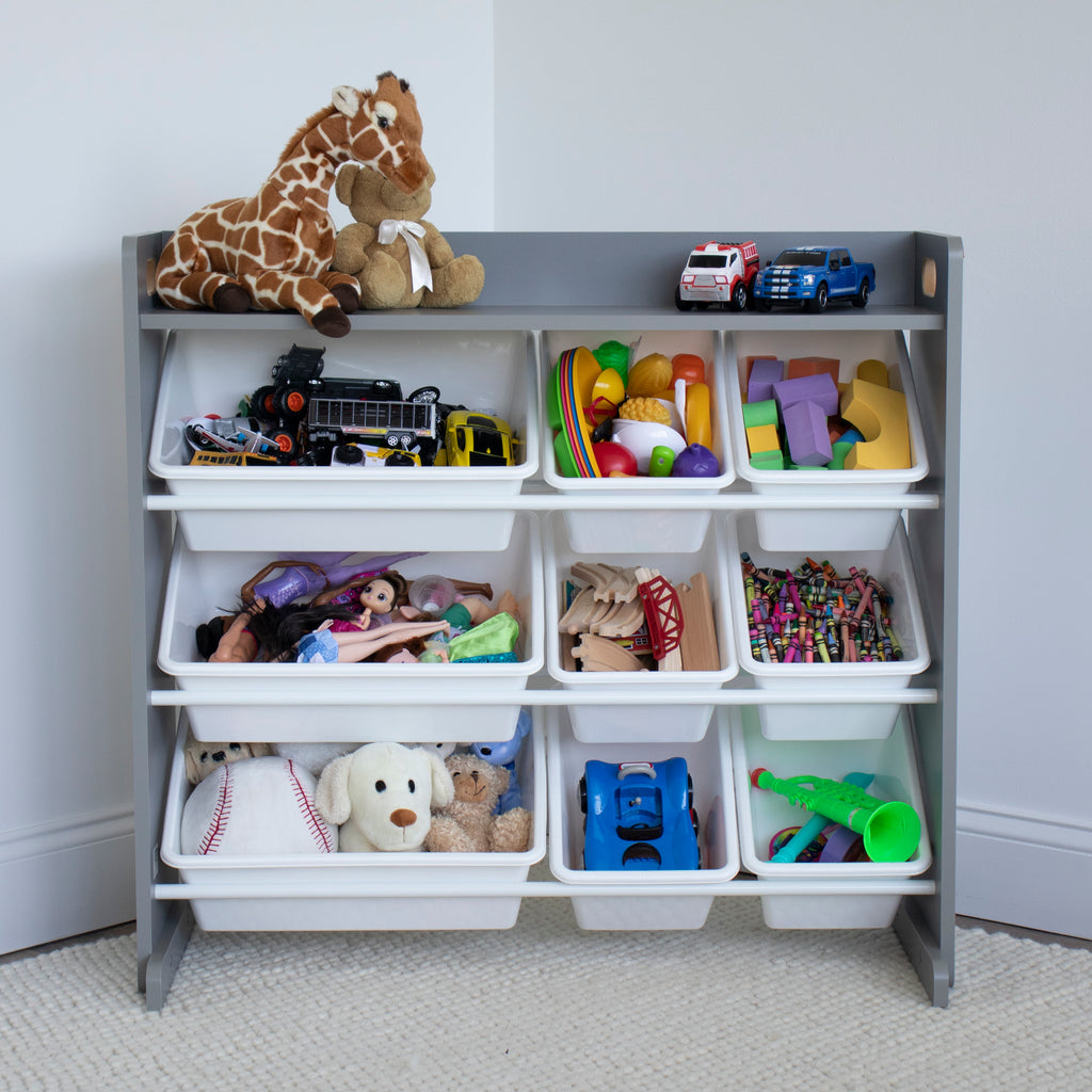 Humble Crew Inspire Grey Toy Storage Organizer with Shelf & 9 Storage Bins