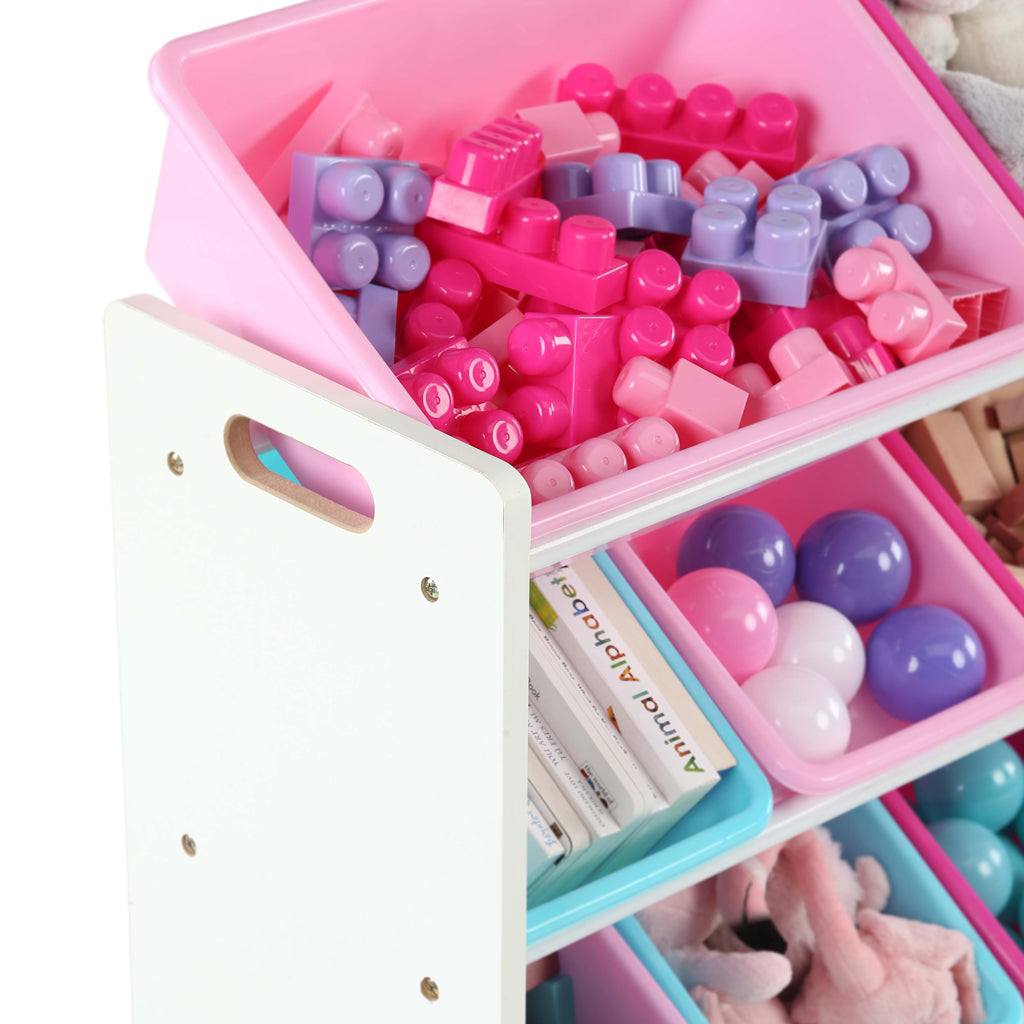Forever Supersized Extra Large White and Pink 16-Bin Toy Organizer