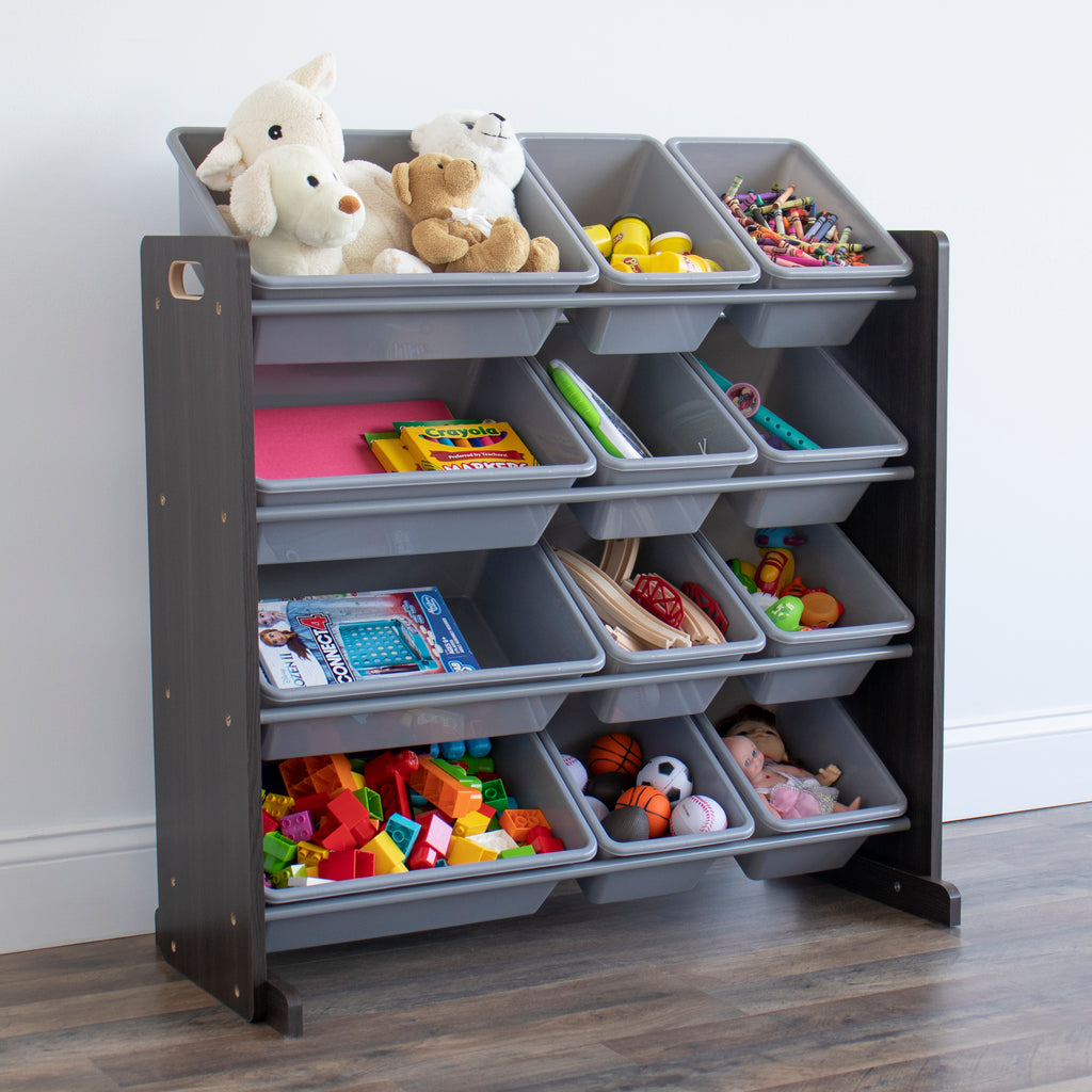 Delta Children Kids' Toy Storage Organizer with 12 Plastic Bins - Gray/Blue
